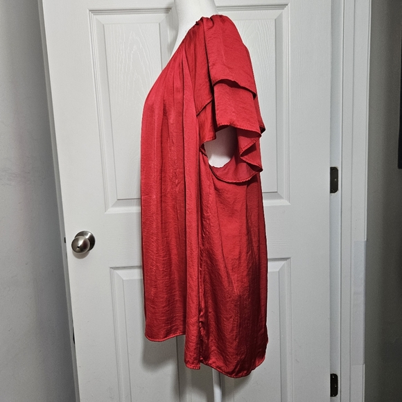 TERRA & SKY Red Blouse Women 2X Excellent Pre-Owned Condition - Picture 3 of 11